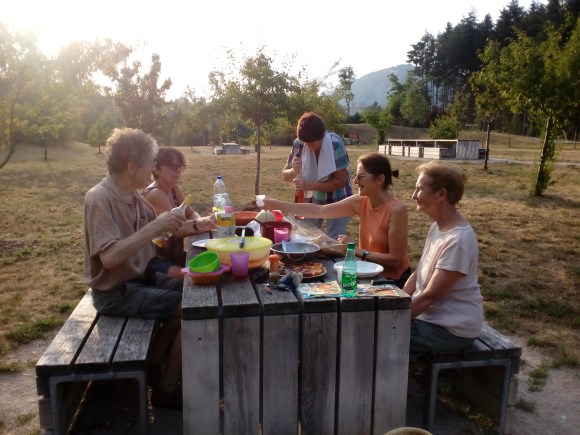 Pique nique avec des membres au parc bouycheres à Foix